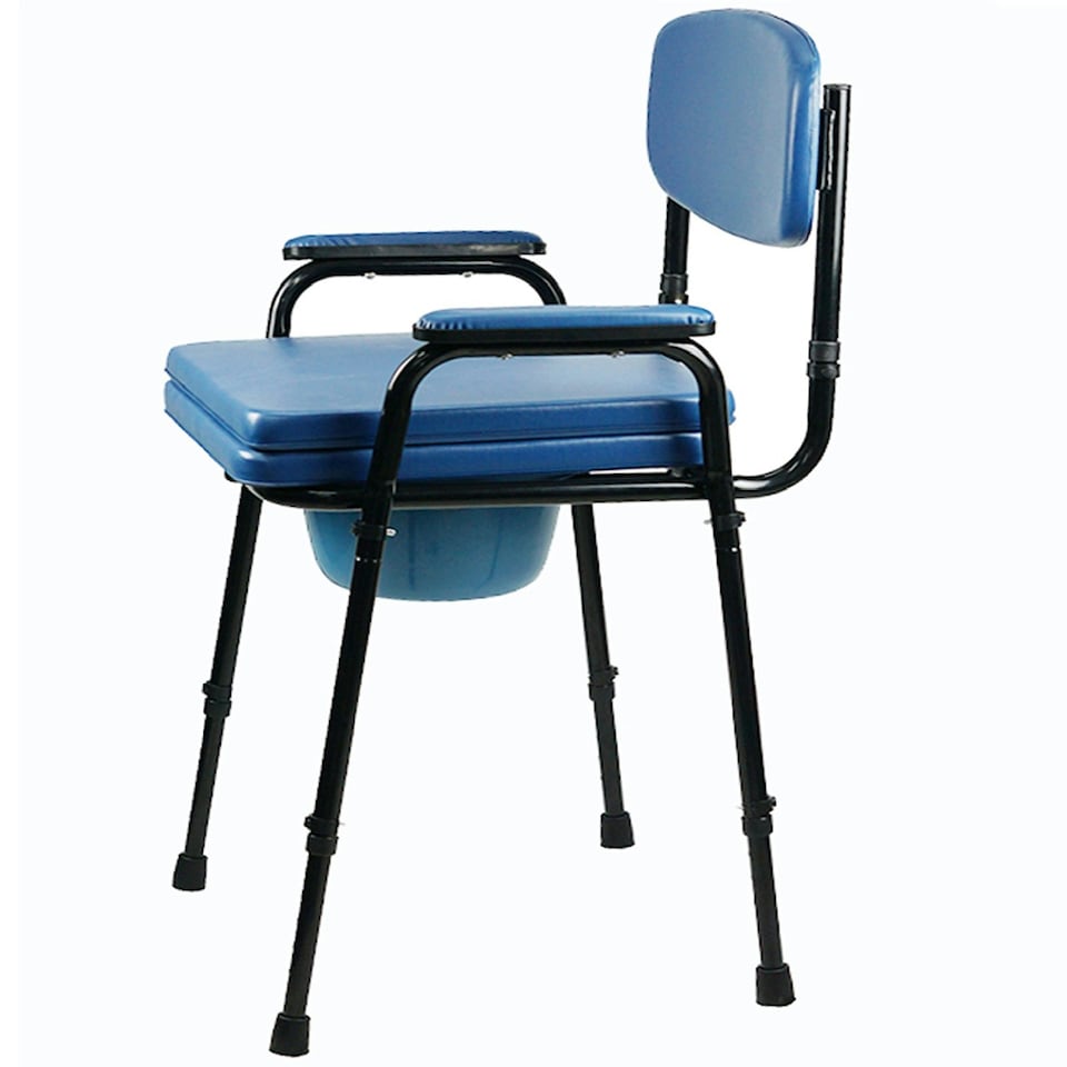 image 1 of Padded Steel Commode Toilet Chair And Pan Height Adjustable Seat disability Aid