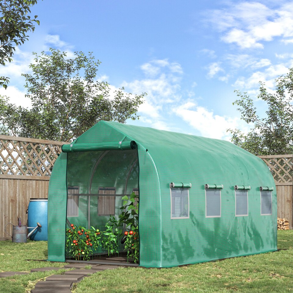 image 1 of Outsunny 4 x 2 M Walk in Polytunnel Greenhouse Galvanised Steel w Zipped Door