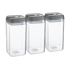 Argon Tableware Flip Lock Plastic Food Storage Containers - 1.2 Litre - Grey - Pack of 6