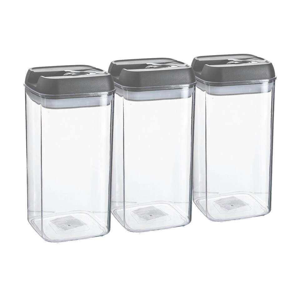 image 1 of Argon Tableware Flip Lock Plastic Food Storage Containers - 1.2 Litre - Grey - Pack of 6