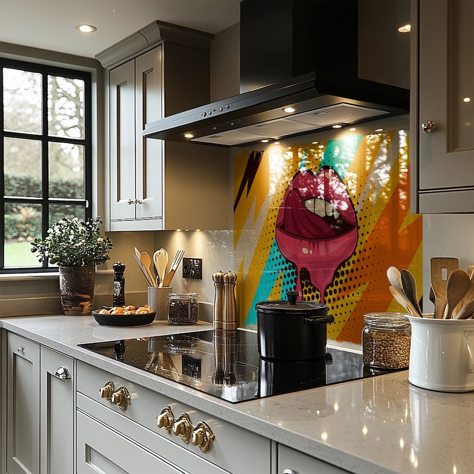 image 1 of pop art retro vintage colorful background Designer Splash Back | White