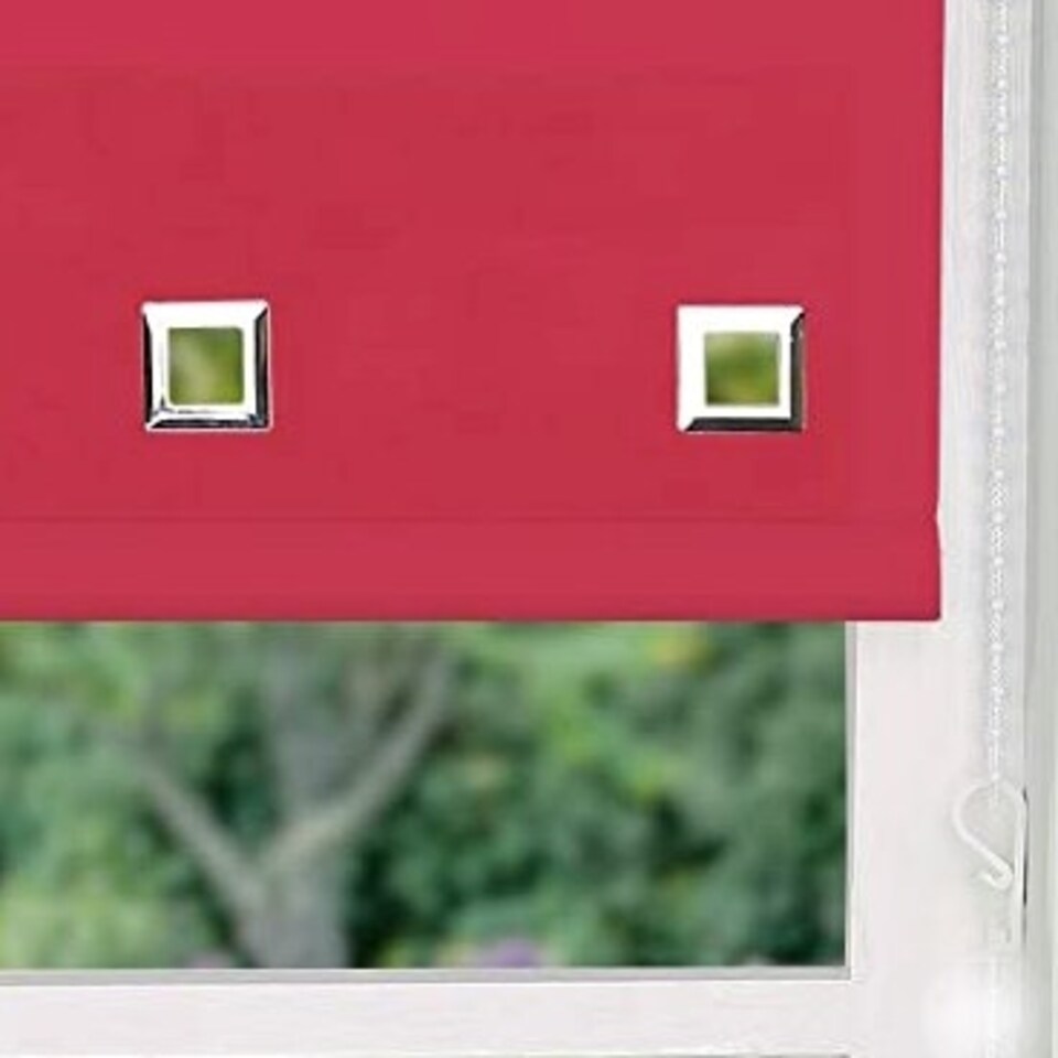 image 1 of 120cm Red Square Eyelet Edge Roller Blind