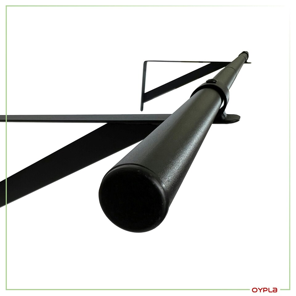 image 1 of Oypla 5ft Wall Mounted Garment Clothes Rail Super Heavy Duty All Metal Black