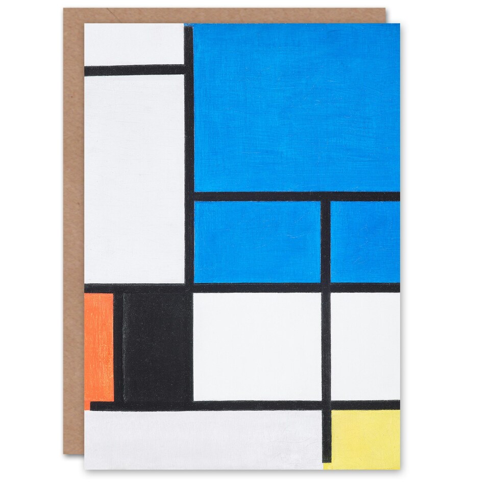 image 1 of Piet Mondrian Art Card Large Blue Plane Red Black Yellow Gray
