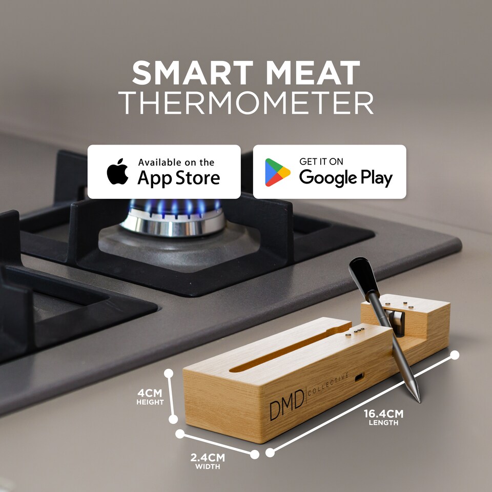 image 1 of DMD Wireless Meat Thermometer with Temperature Alarm, 100m Long Bluetooth Range,