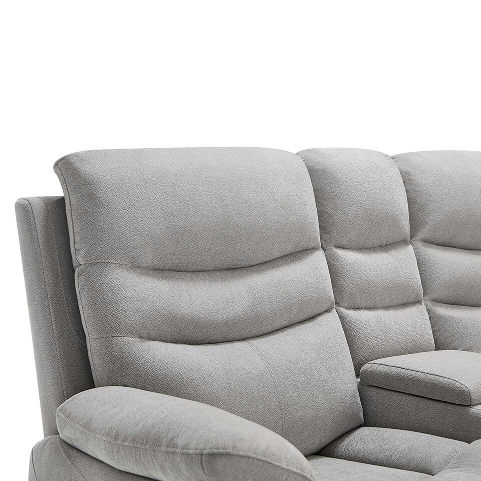 image 1 of Avon Chaise Lounge Manual Recliner Sofa w Drinks Console Grey