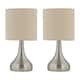 image 1 of Set of 2 Romana - Brushed Chrome Touch Operated Table Lamp with Natural Linen Shades Silver | Brown