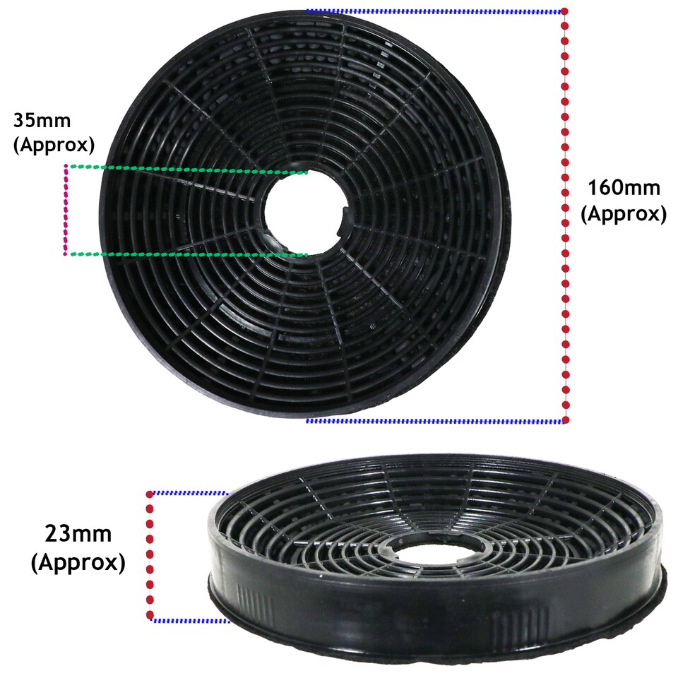 image 1 of SPARES2GO Carbon Charcoal Vent Filter for Grundig GDK 59000 BXB Cooker Extractor Hood (Pack of 2 Filters)