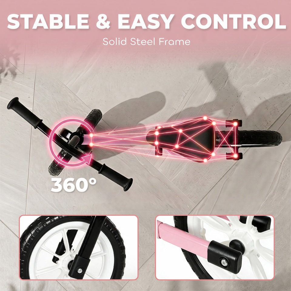 image 1 of AIYAPLAY 11.2" Balance Bike with Lighting Wheels for 2-5 Years, Pink