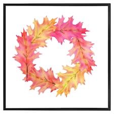 Pink & orange autumn reath (Picture Frame) Black | L