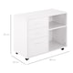 image 5 of HOMCOM Freestanding Printer Stand Unit Office Desk Side Mobile Storage w  Wheels 3 Drawers, 2 Open Shelves Modern Style 80L x 40W x 65H cm - White