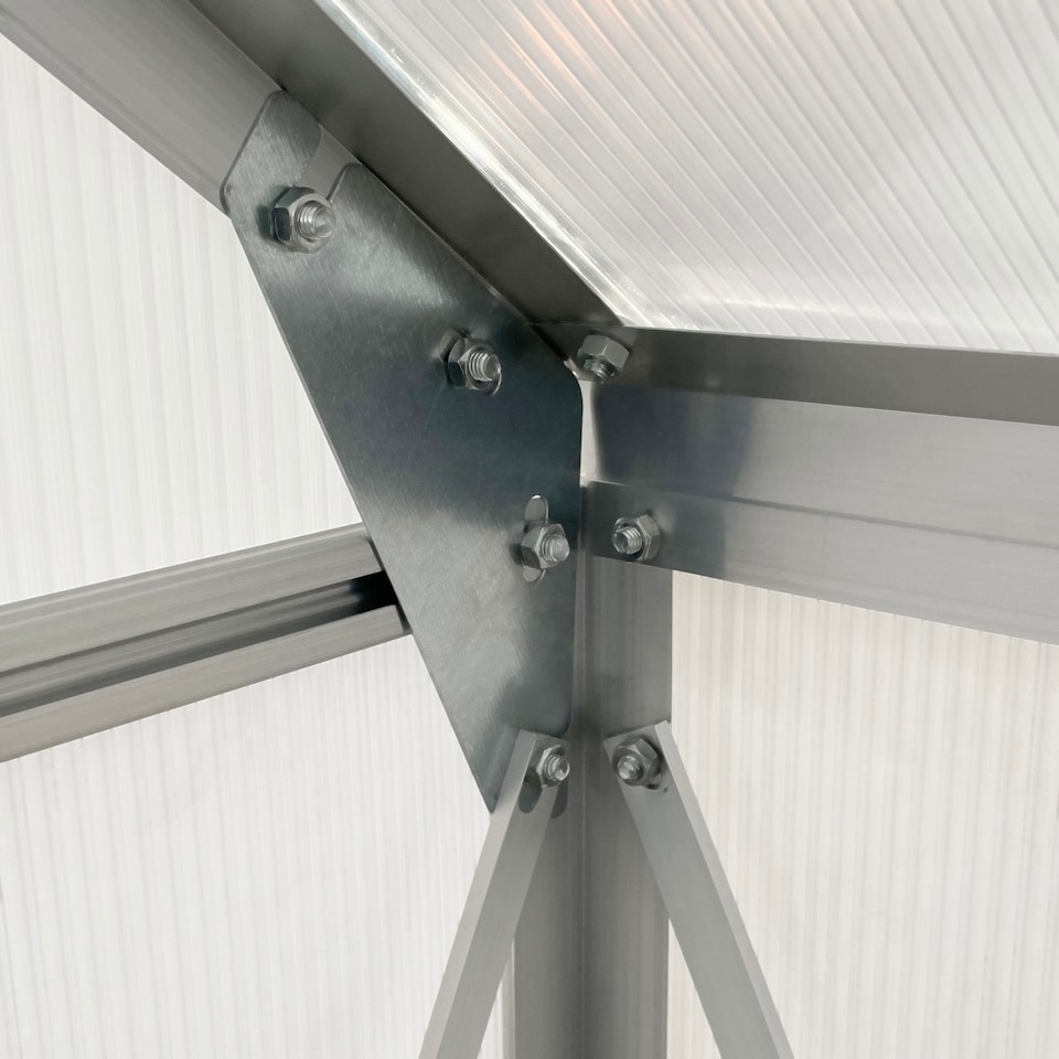 image 1 of Outsunny Polycarbonate Walk-in Garden Greenhouse w Sliding Door Silver Tone