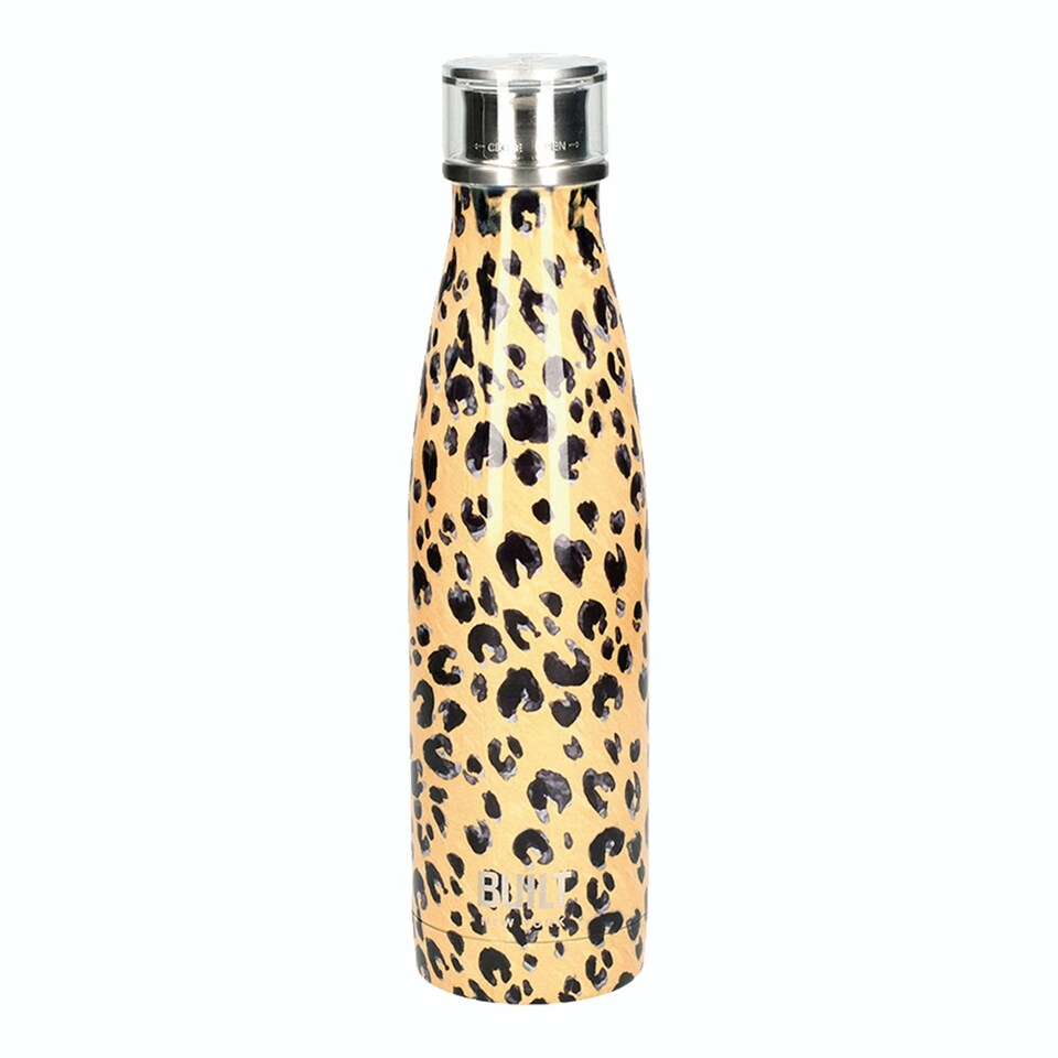 image 1 of BUILT Hydration Set with Two 500 ml Double Walled Stainless Steel Water Bottles - Leopard and Zebra Multi | ONE SIZE