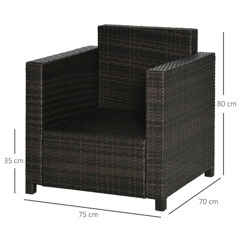 image 1 of Outsunny Garden Patio Rattan Wicker Furniture Single Cube Chair Sofa Outdoor Grey