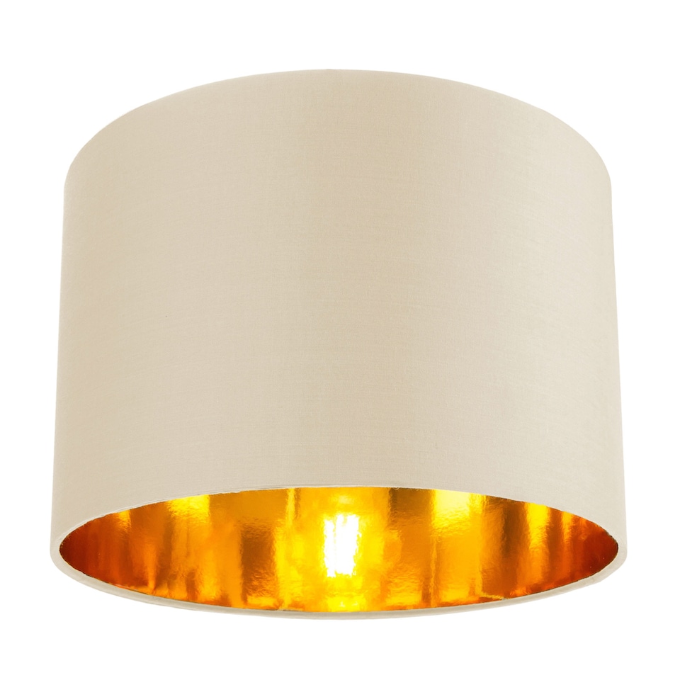 image 1 of Contemporary Cream Cotton 10 Table/Pendant Lamp Shade with Shiny Copper Inner | Cream