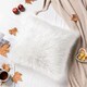 image 2 of Living and Home Square Fluffy Faux Fur Throw Pillow Cover, White, 50cm L x 50cm W