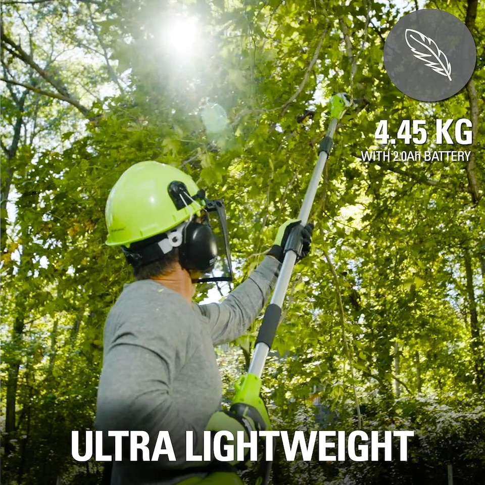 image 1 of Greenworks 40V 20cm Pole Bar including Battery and Charger Green