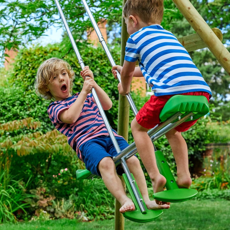 image 1 of TP Kingswood Double Squarewood Swing Set with Glider - FSC® certified