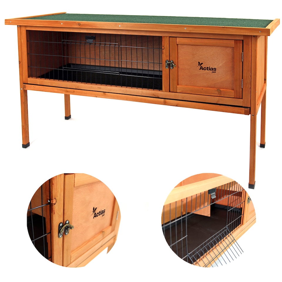 image 1 of Actiaspet 4ft Wooden Rabbit Guinea Pig Hutch (Wood, 1 Tier)