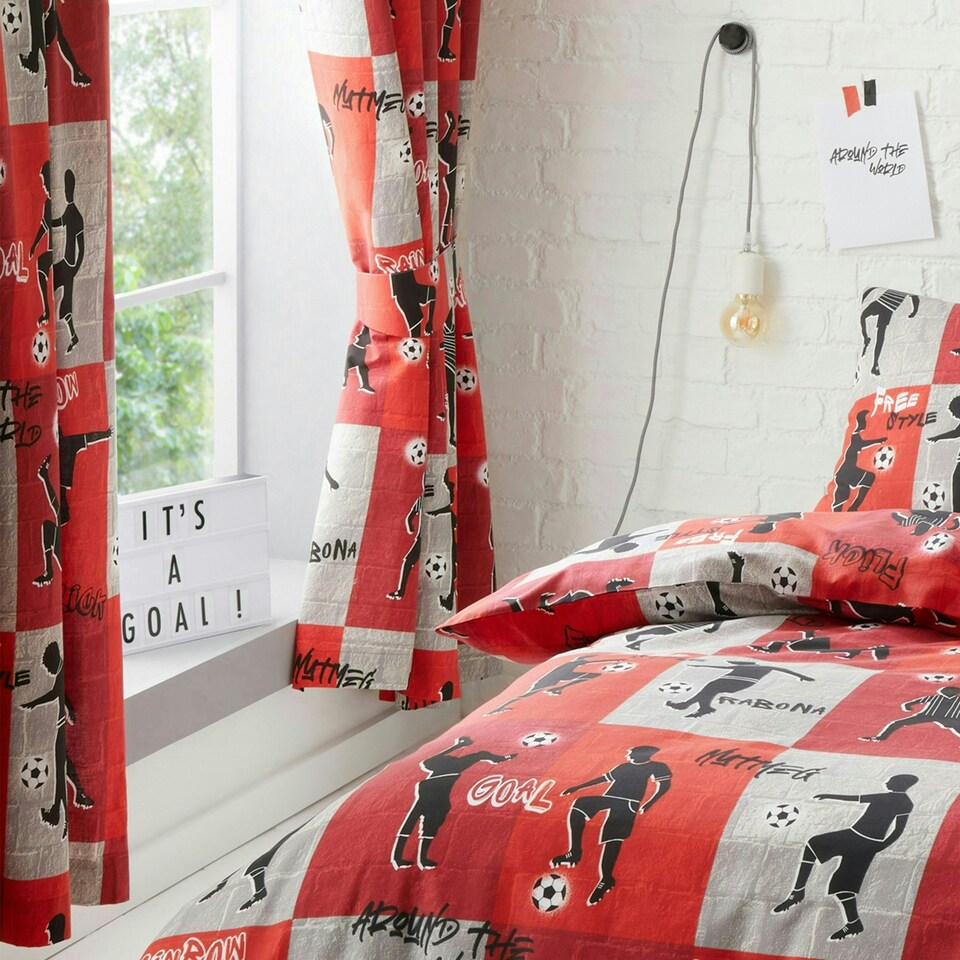 image 1 of Freestyle Football Red Curtains 66" x 72"