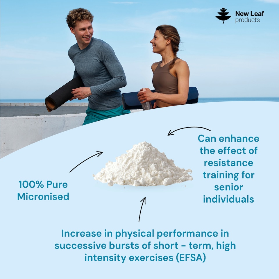 image 1 of New Leaf Creatine Monohydrate Powder 350g, Pure Micronized Powder Vegan