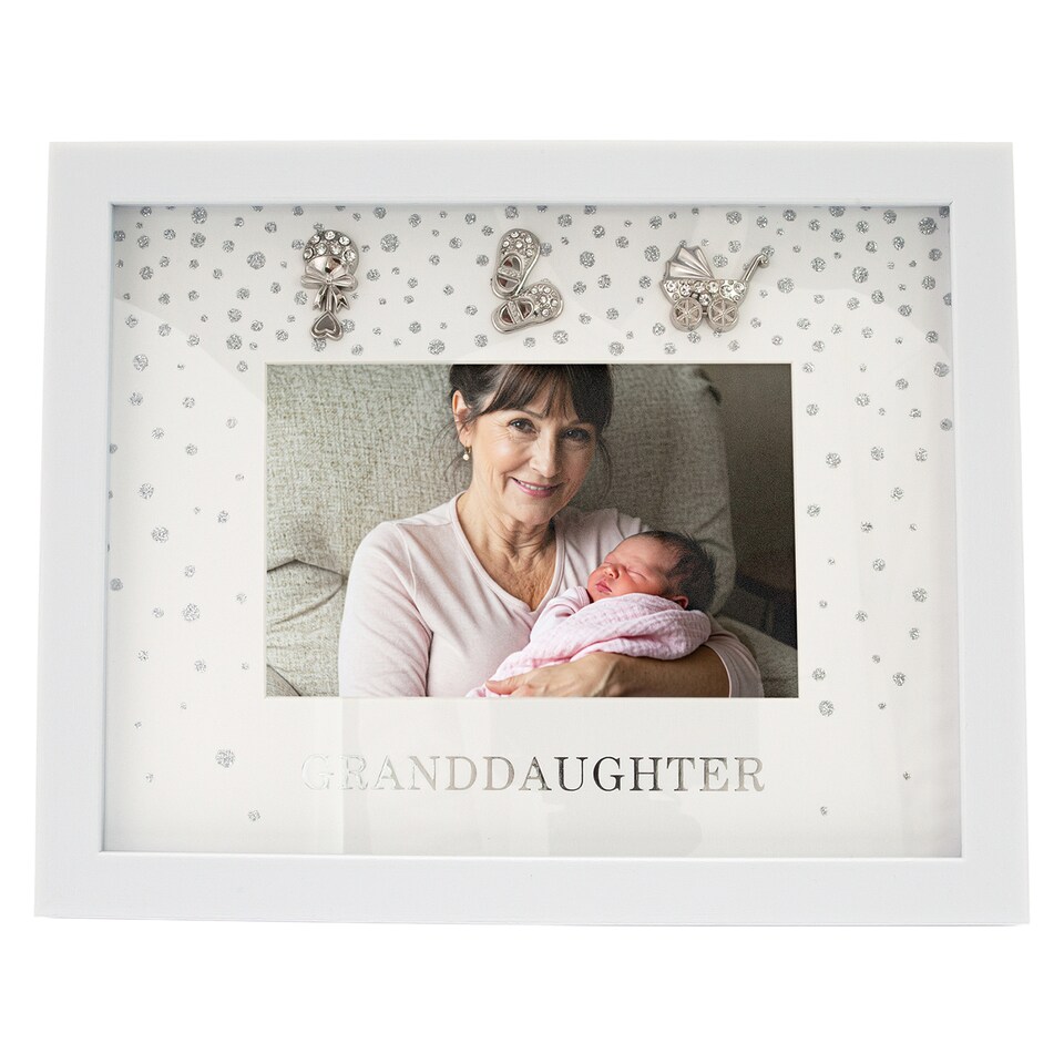 image 1 of Modern Granddaughter 4x6 White Frame with Silver Foil Falling Dots | White | One Size