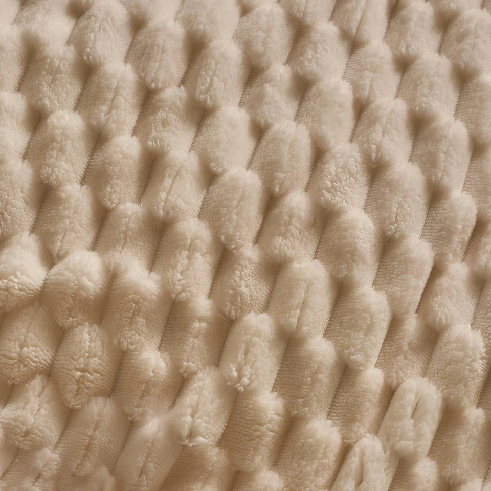 image 1 of OHS Luxury Waffle Textured Fleece Duvet Cover and Pillowcase Bedding Set Cream | Double