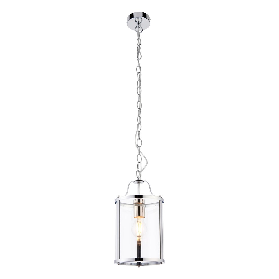 image 1 of Set of 2 Chester - Chrome Lantern Style Adjustable Pendant Lights