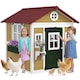image 1 of Outsunny Wooden Playhouse with Doors, Wooden, Plant Pots for Kids - Beige | Cream | Beige