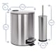 image 3 of Harbour Housewares 2pc Round Stainless Steel Pedal Bin & Toilet Brush Set - 5L - Chrome