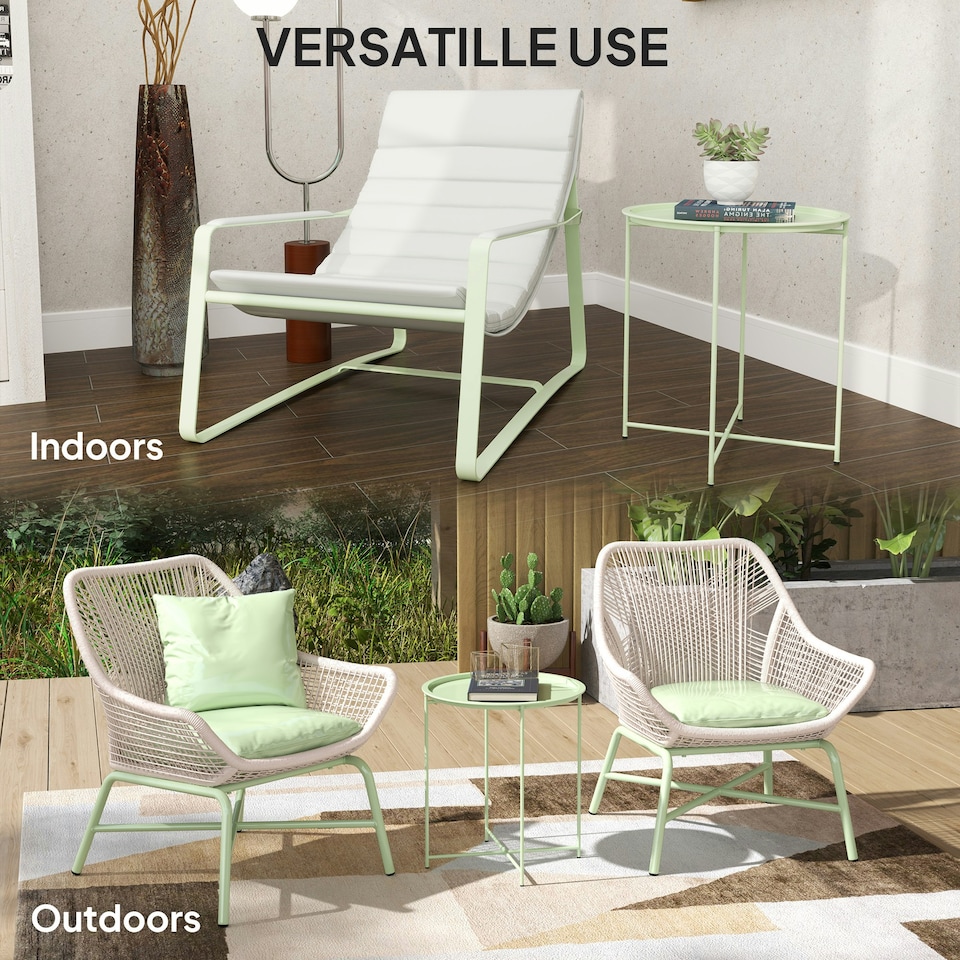 image 1 of Outsunny 46cm Round Garden Table, Small Side Table w/ Removable Tray 