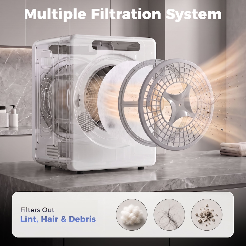 image 1 of HOMCOM 5 kg Portable Vented Tumble Dryer Machine with Timer, White