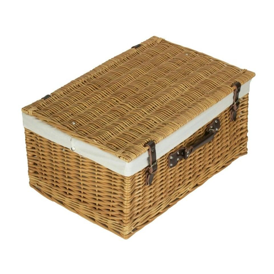 image 1 of 62cm Buff Wicker Picnic Basket with Lining | White | White | One Size