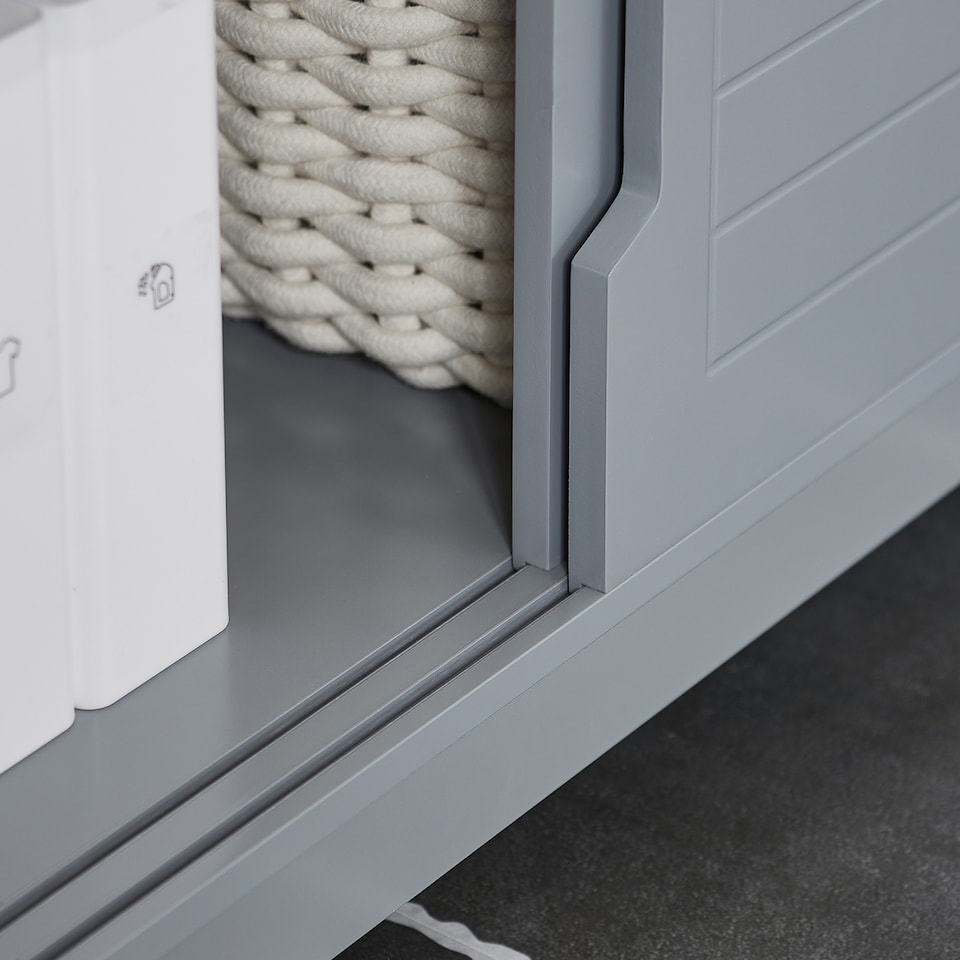 image 1 of SoBuy FRG128-SG,Under Sink Bathroom Cabinet with Double Sliding Doors | Grey | Grey | 1