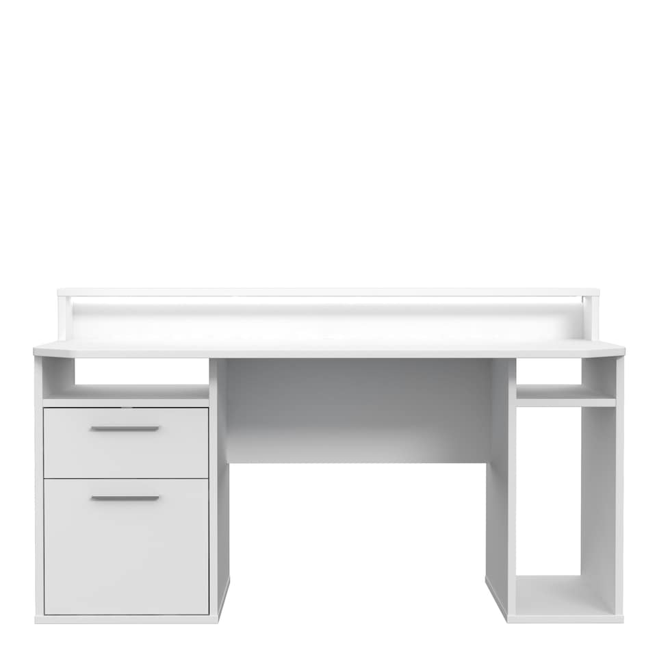 image 1 of Tezaur White Gaming Desk with Colour Changing LED