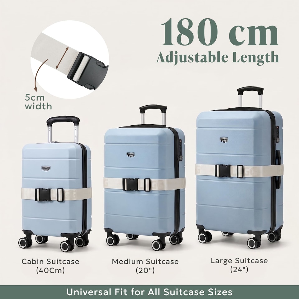 image 1 of Lugg Luggage Straps 2 Pack Adjustable Suitcase Belts 180 cm Polyester Webbing