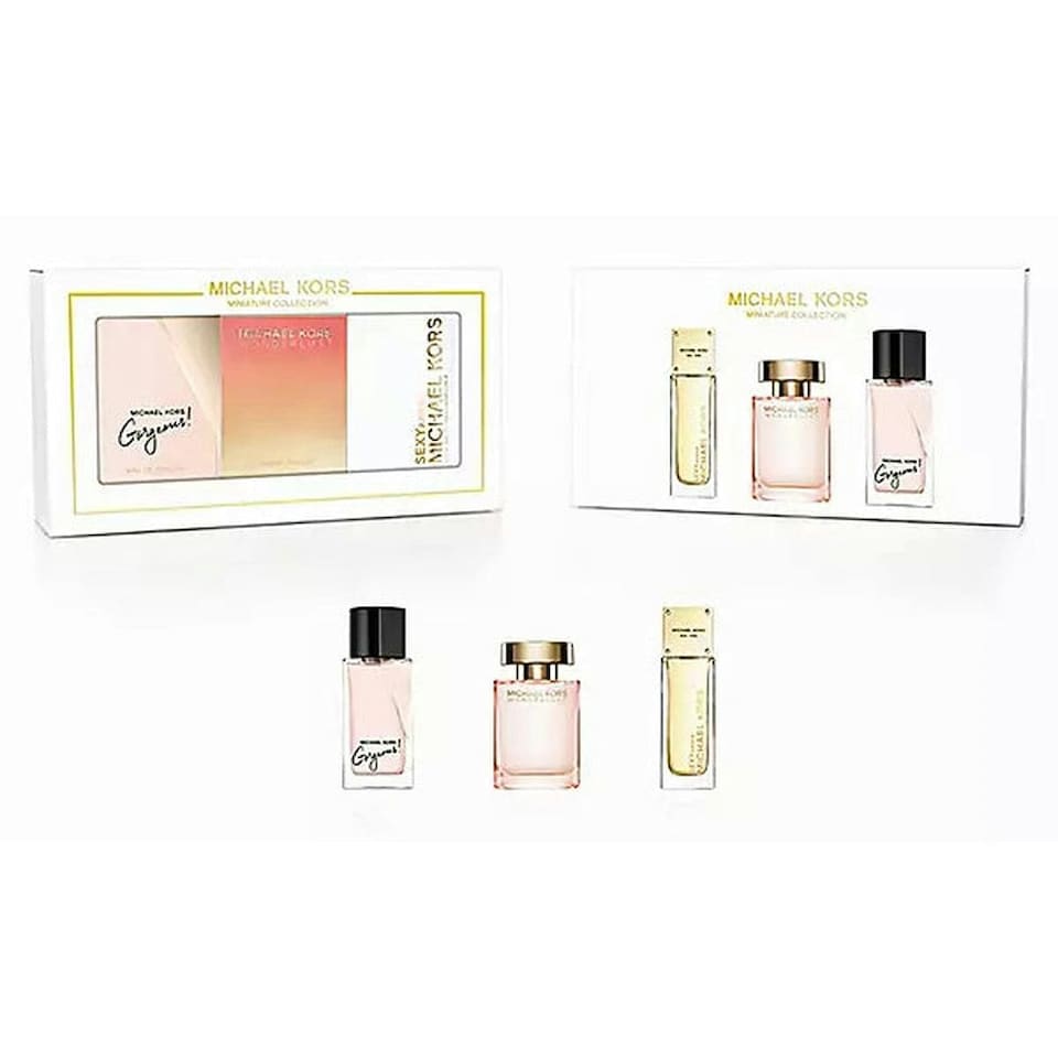 image 1 of Michael Kors Miniatures Gift Set 5ml Gorgeous EDP + 5ml Sexy Amber EDP + 4ml Wonderlust EDP