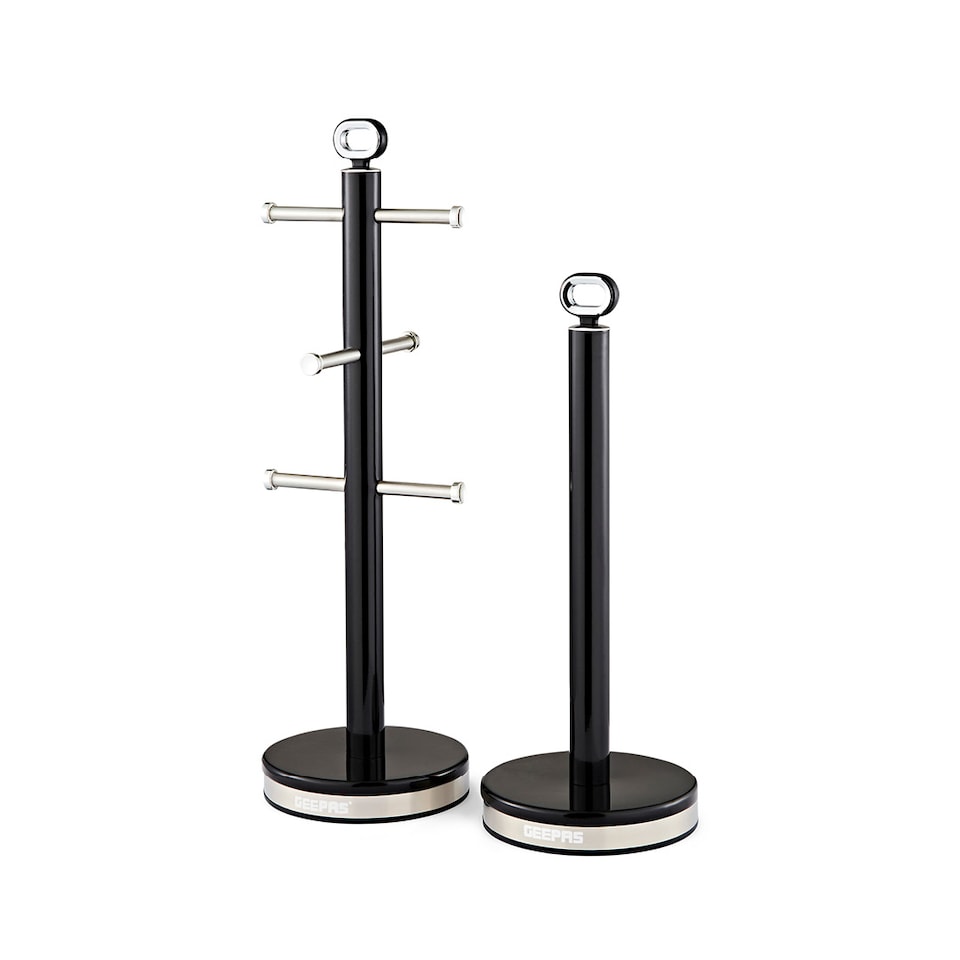 image 1 of GEEPAS Mug Tree and Towel Pole Set | Black