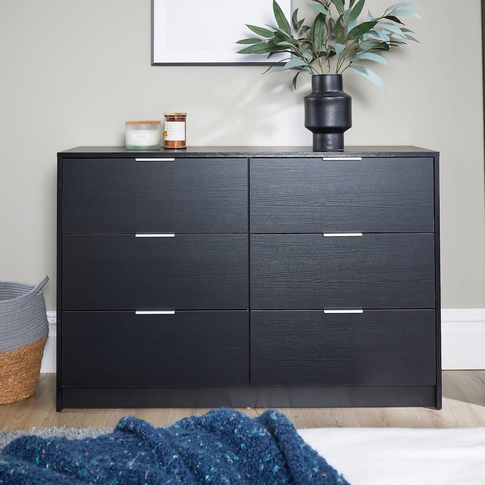 image 1 of Phoenix Chest Of 5 Drawers Bedroom Furniture Clothing Storage Organiser Unit | Black