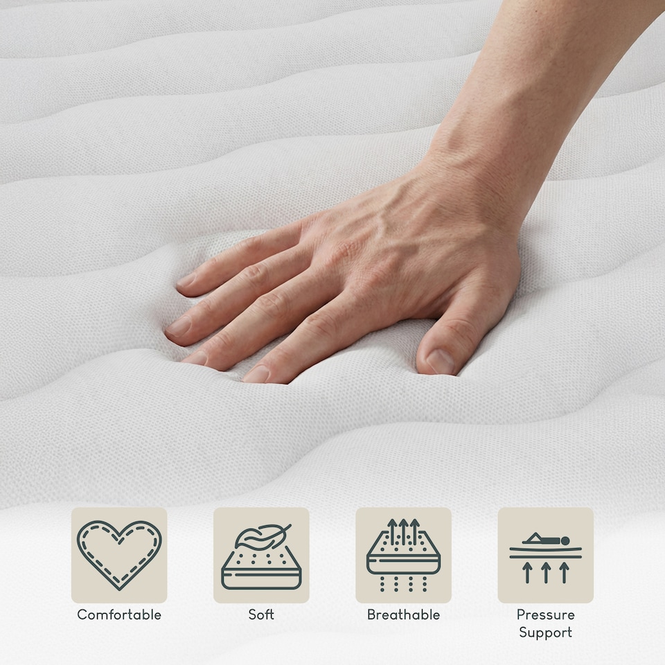 image 1 of Vida Designs Lisbon Double Ottoman Faux Leather Bed, Grey & Gel Memory Foam Pocket Spring Mattress, Double