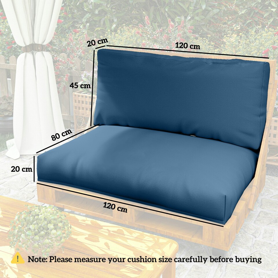 image 1 of Outsunny 2 Seat Pallet Cushions 20cm Thick Outdoor Seat Pads, Charcoal Grey