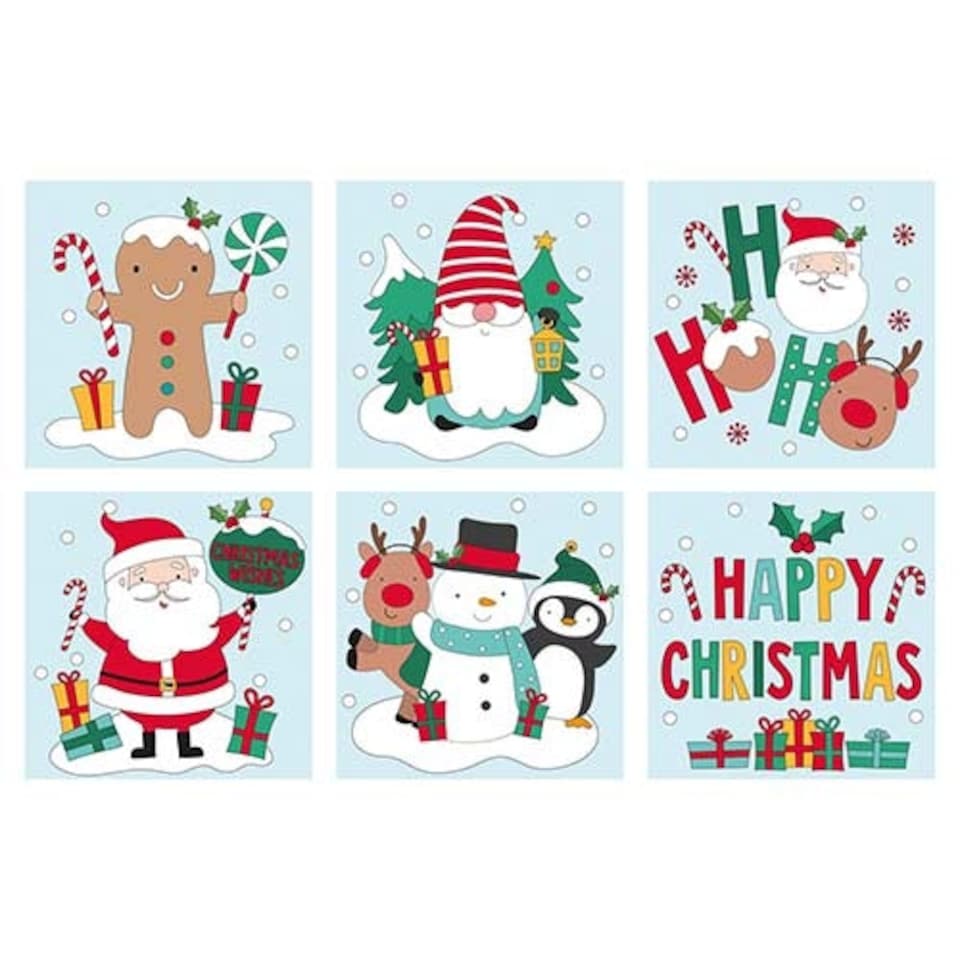 Assorted Christmas Characters Gel Window Stickers
