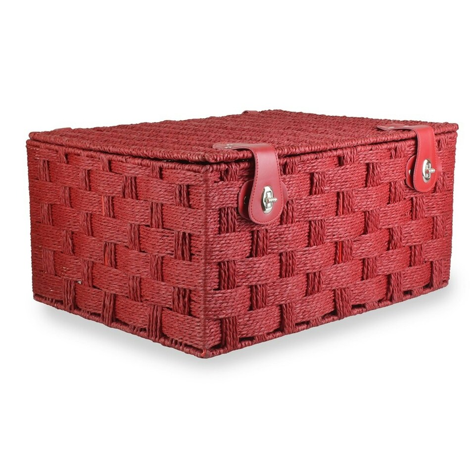 image 1 of Twisted Red Paper Rope Basket Red | Red | XL
