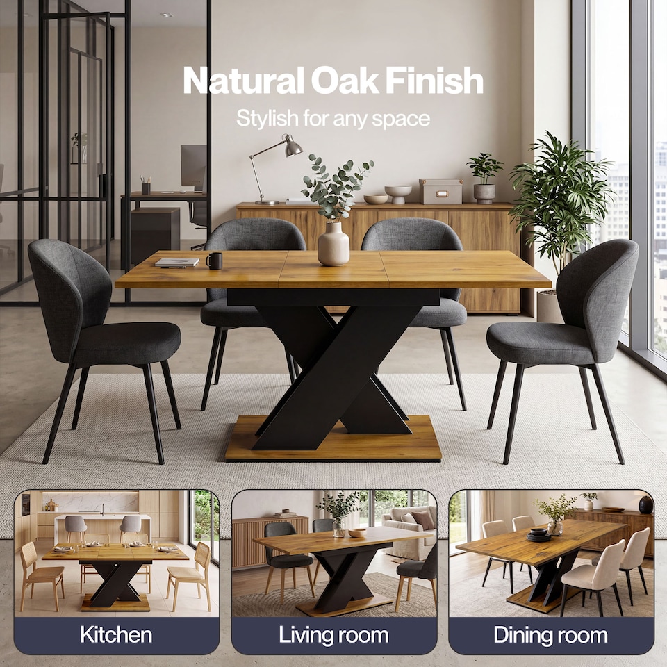 image 1 of Levede Extendable Dining Table Wooden 120 to 160CM for 4 to 6 Seats