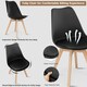 image 6 of Set of 4 Scandinavian Dining Chairs with Leather Cushions Solid Wood Legs Black