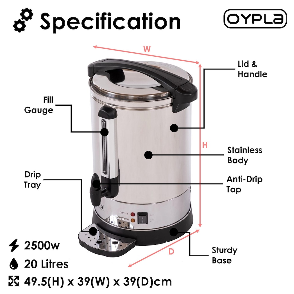 image 1 of 20L Catering Hot Water Boiler Tea Urn Coffee