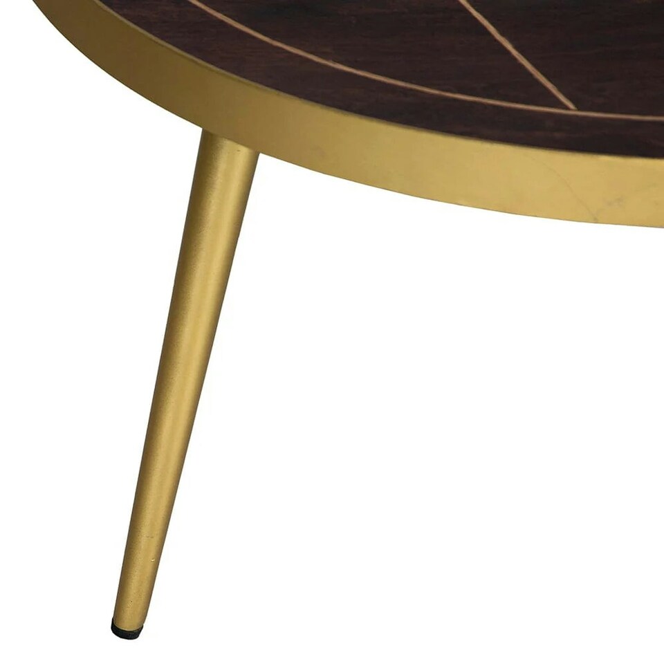 image 1 of Jusleen Solid Mango Wood Round Coffee Table Brown