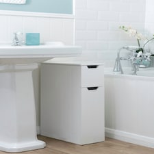 Elegant Brands Sennen Super Slim Bathroom Storage Cabinet in White White