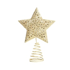 Living and Home Christmas Tree Star Topper Golden Glitter Ornaments - Star night
