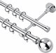image 1 of Lister Cartwright Double Curtain Extendable Pole Set with Chrome Ball Finials- 19mm & 28mm Metal Poles(70- 120 cm)